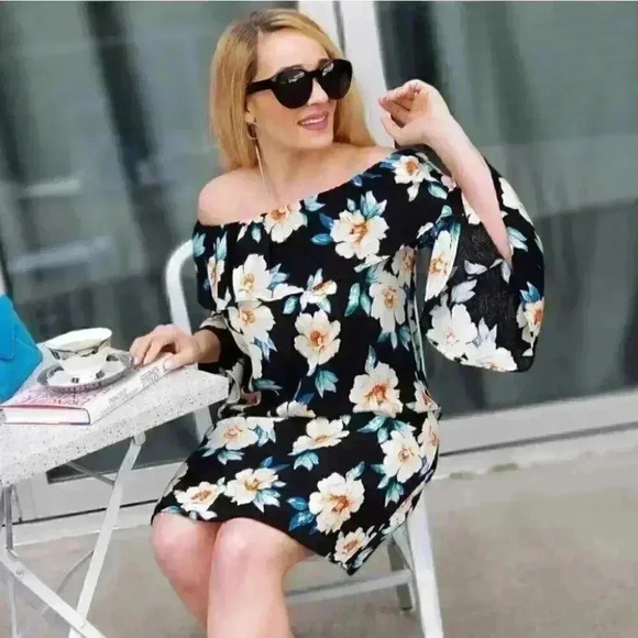 Enchanted Off Shoulder Floral Dress - Picture 2 of 4